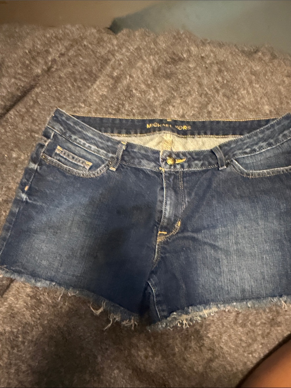 Michael Kors Blue Denim Frayed Hem Shorts